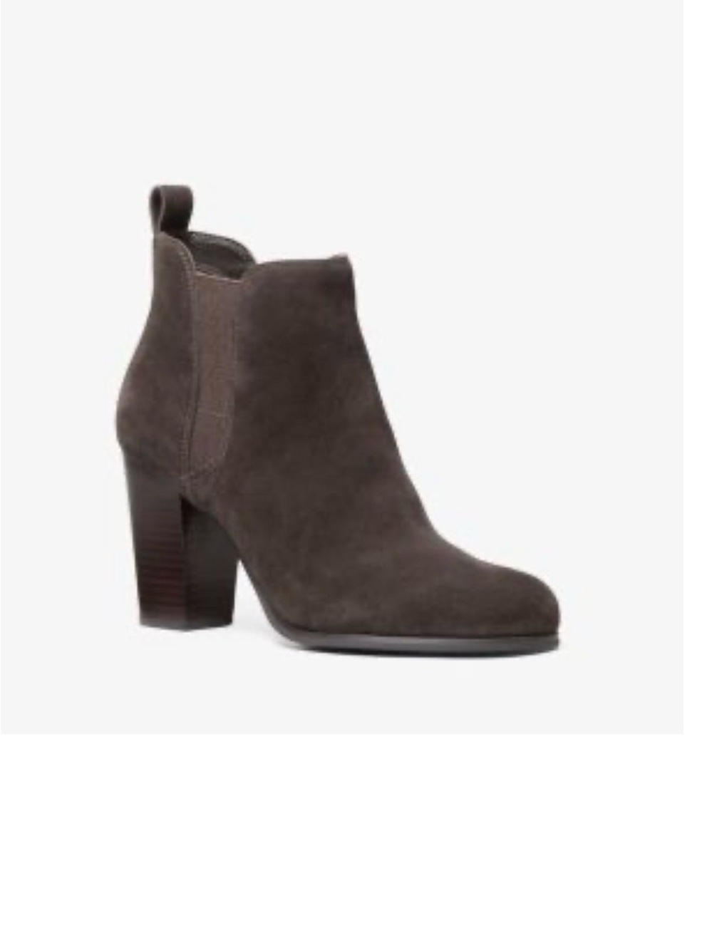 Michael Kors Dark Taupe Suede Chelsea Block Heel Bootie